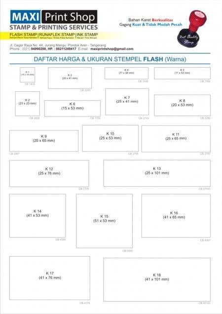ukuran stempel kotak